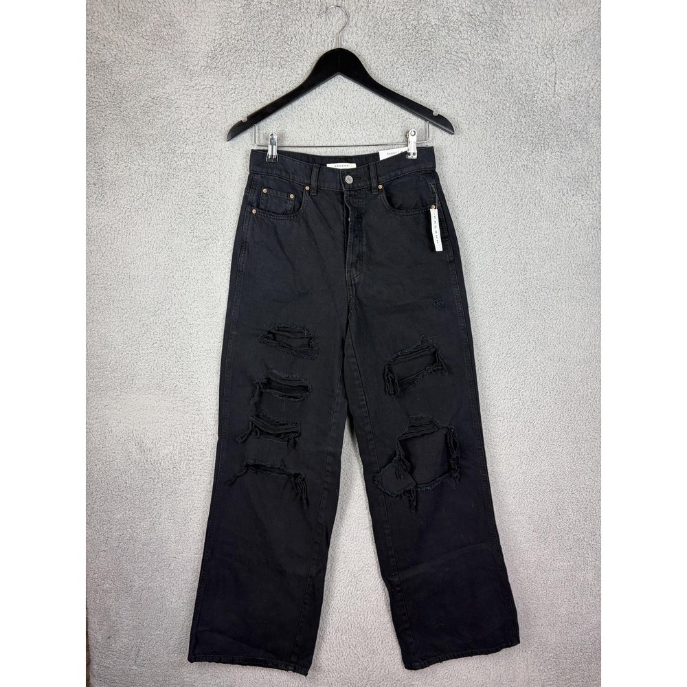 PacSun Baggy Jeans Womens 27 Abyss Black High Rise Wide Leg Distressed Denim New